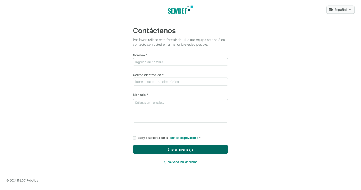 Pantalla de contacto para solicitar acceso