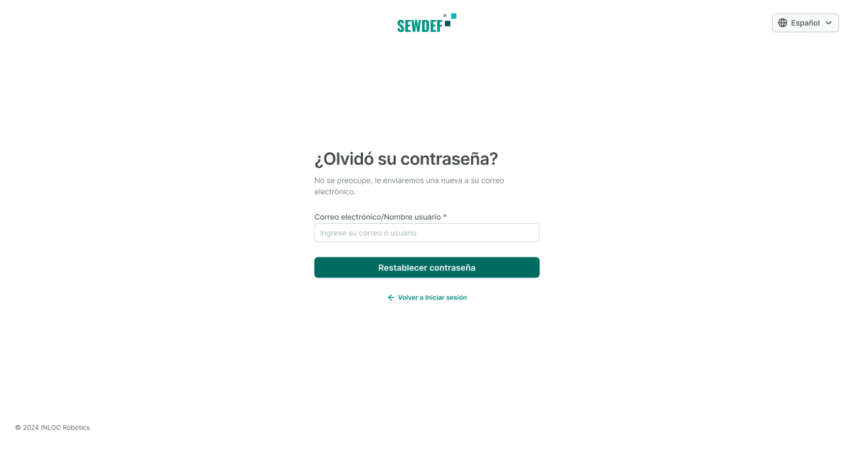 Pantalla de recuperación de contraseña