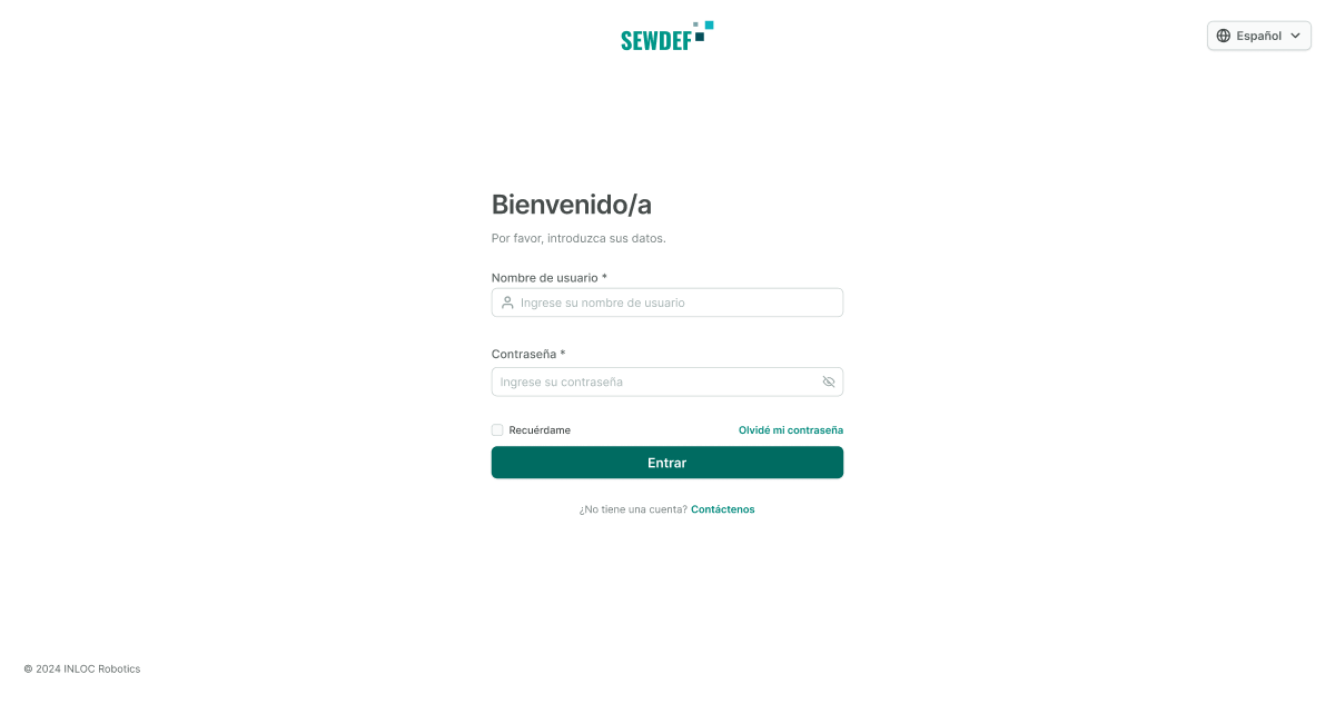 Pantalla de login de SEWDEF